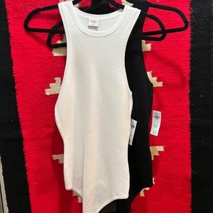 Abercrombie 2 racerback black & white fine gauge knit bodysuits size medium. NWT